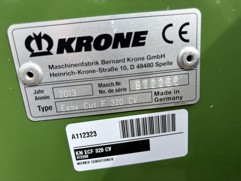 2013 Krone ECF 320 CV Mower Conditioner