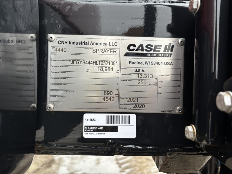 2021 Case IH PATRIOT 4440 Sprayer/High Clearance