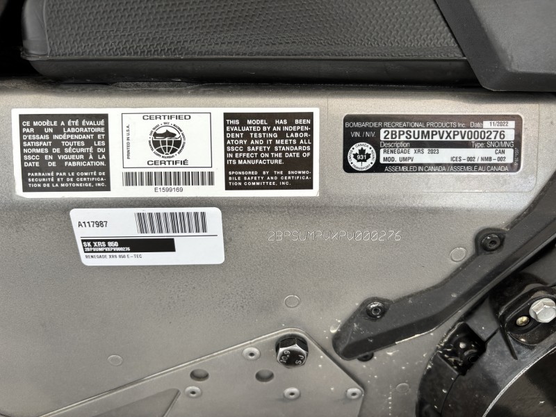 2023 Ski-Doo XRS 850 Snowmobile