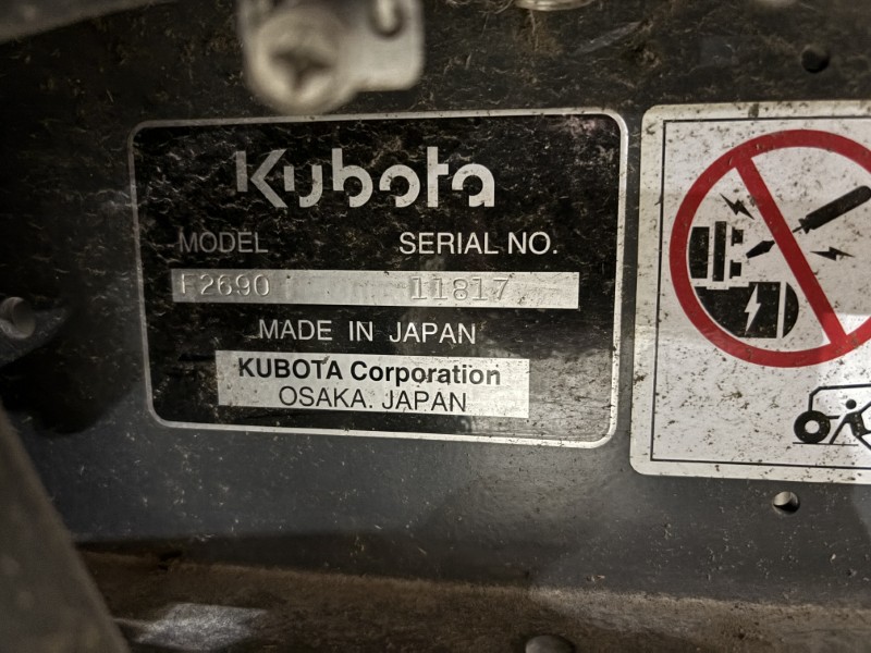 2018 Kubota F2690 Mower/Front Mount