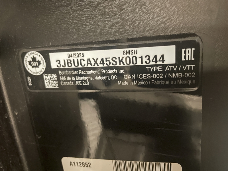 2025 Can-Am 8MSH Side by Side