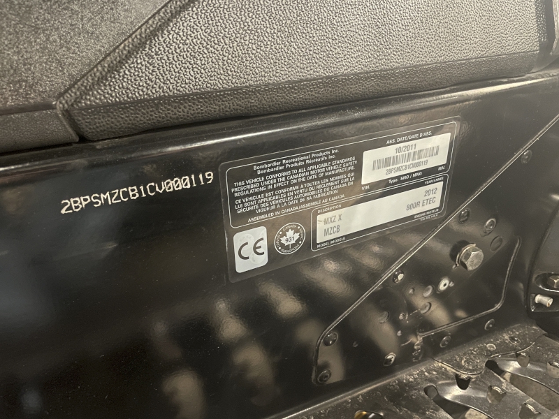 2012 Ski-Doo MXZ X 800 Snowmobile