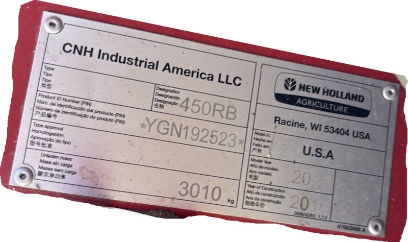 2016 New Holland RB450 Baler/Round