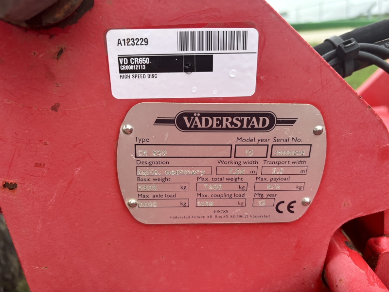 2013 Vaderstad CR650 Compact Disc