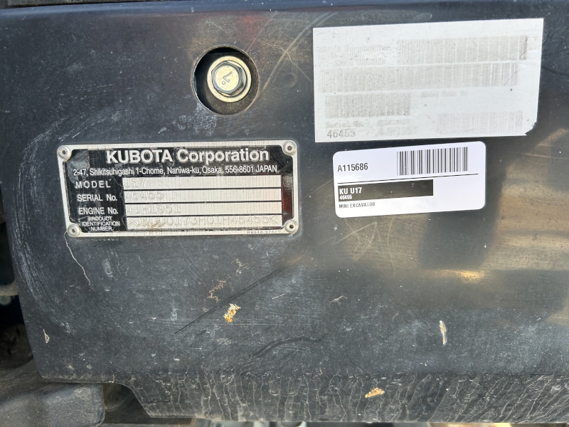 2018 Kubota U17 Excavator