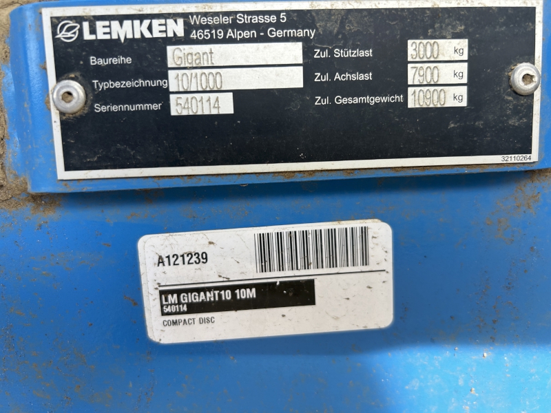 2025 LEMKEN GIGANT10 10M Compact Disc