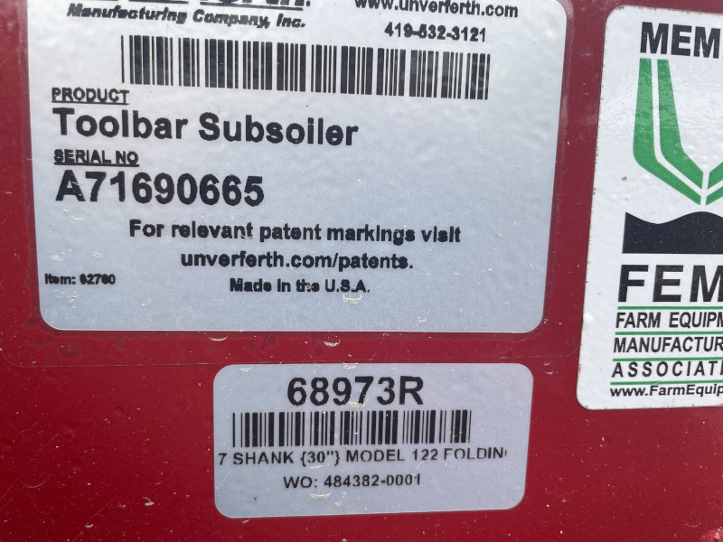 2025 Unverferth 122 Deep Tillage