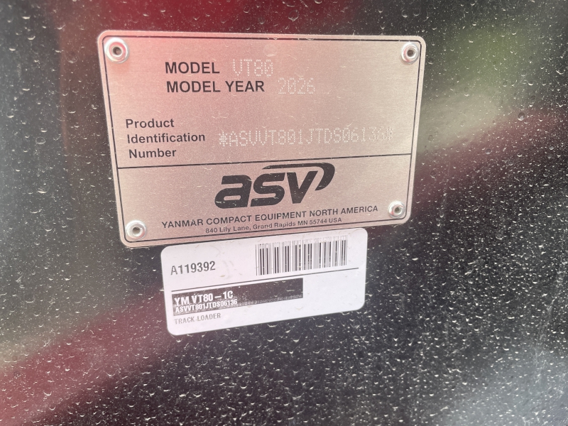 2026 ASV VT80-1C Compact Track Loader