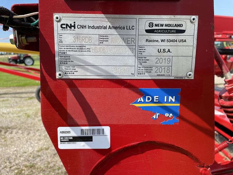 2019 New Holland DB316R Mower Conditioner