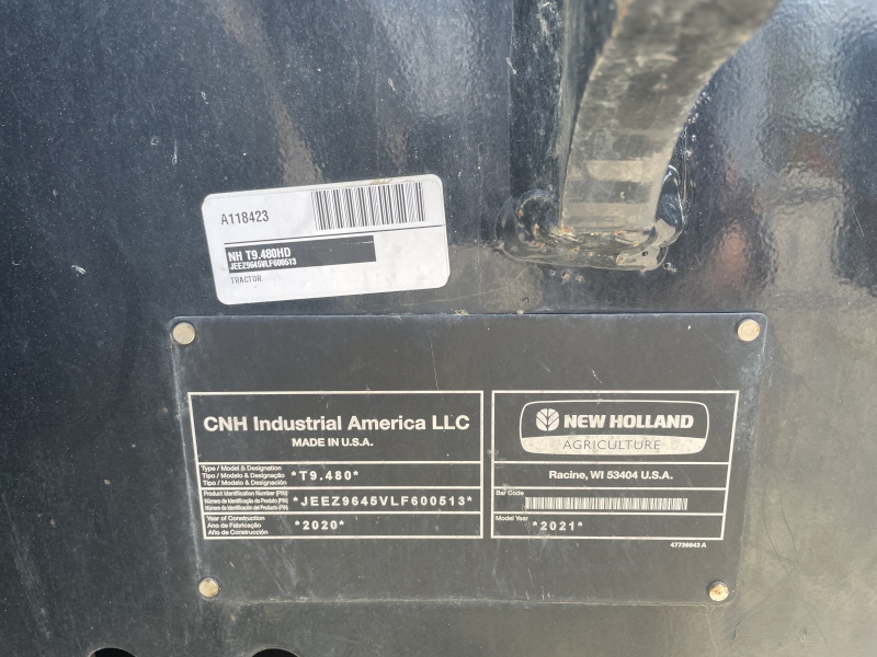 2021 New Holland T9.480HD Tractor 4WD