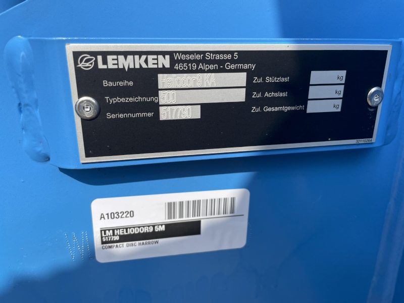 2024 LEMKEN HELIODOR9 5M Compact Disc