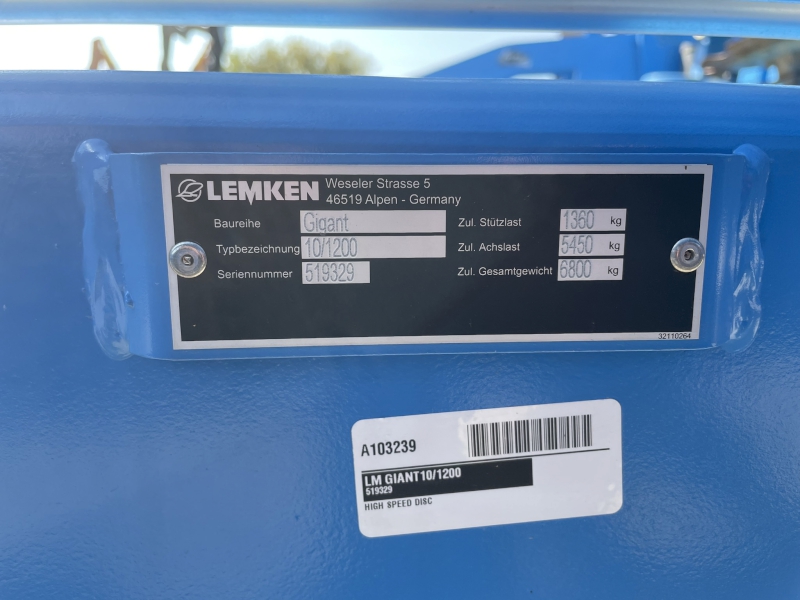 2024 LEMKEN GIGANT10/120 Compact Disc