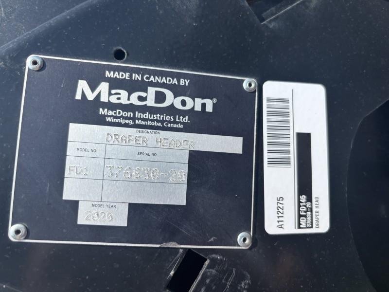2020 MacDon FD145 Header Draper Flex