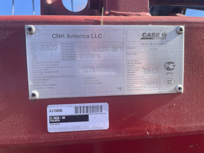 2013 Case IH 3020-30 Header Combine