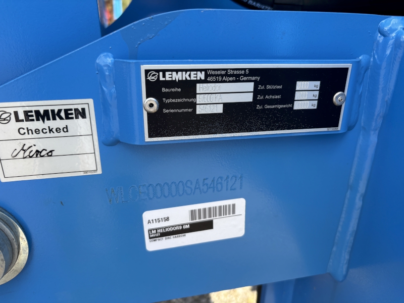 2026 LEMKEN HELIODOR9 6M Compact Disc