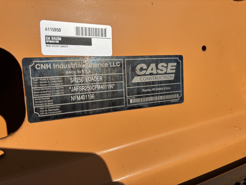 2015 Case SR250 Skid Steer Loader