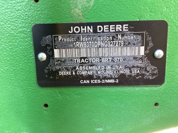 2022 John Deere 8RT 370 Tractor Rubber Track