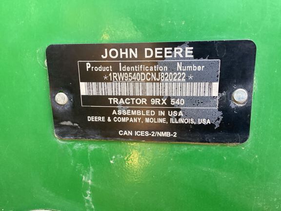 2022 John Deere 9RX 540 Tractor Rubber Track