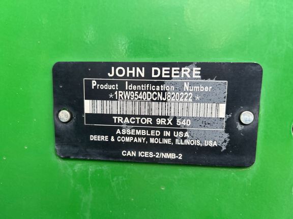 2022 John Deere 9RX 540 Tractor Rubber Track
