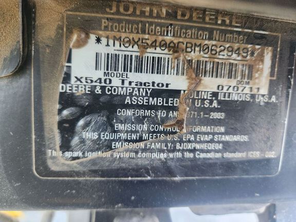 2011 John Deere X540 Garden Tractor