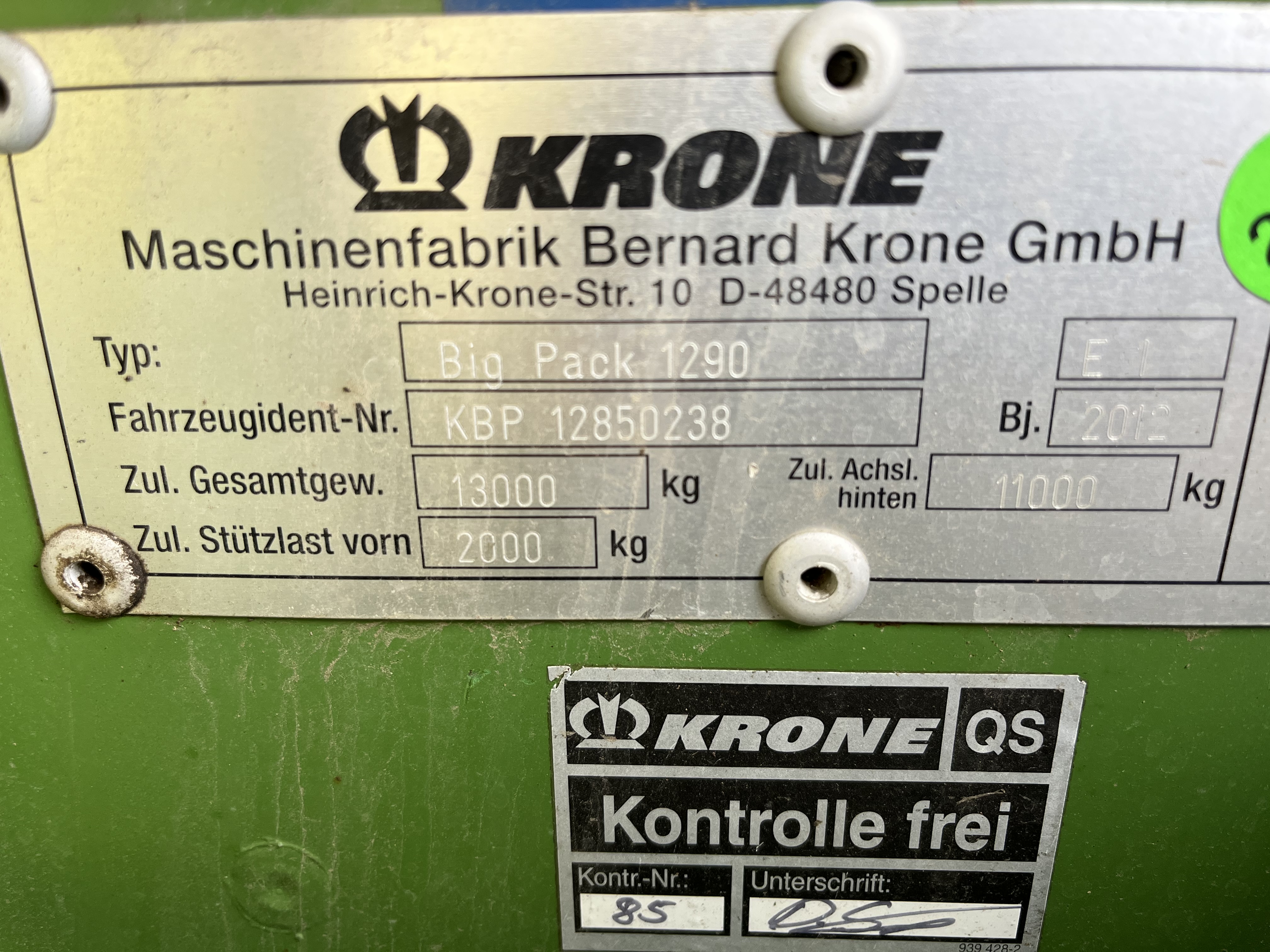 2012 Krone BP1290HDPHS Baler/Big Square