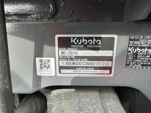 2022 Kubota M5-091HDC12-1 Tractor 4WD