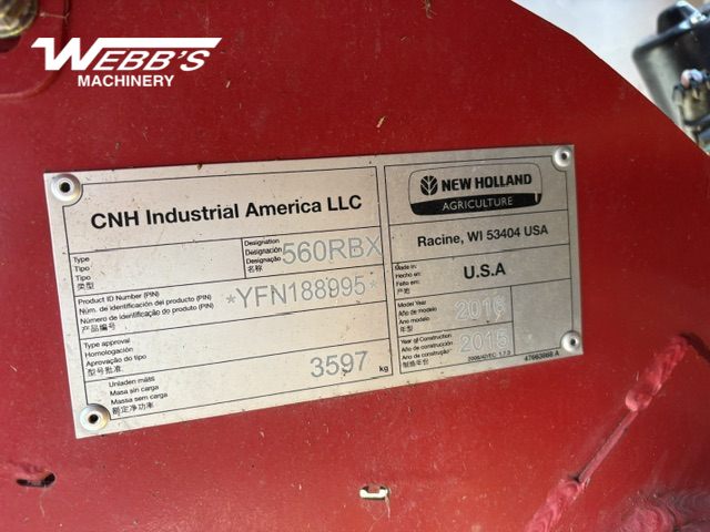 2016 New Holland Rollbelt 560 Baler/Round
