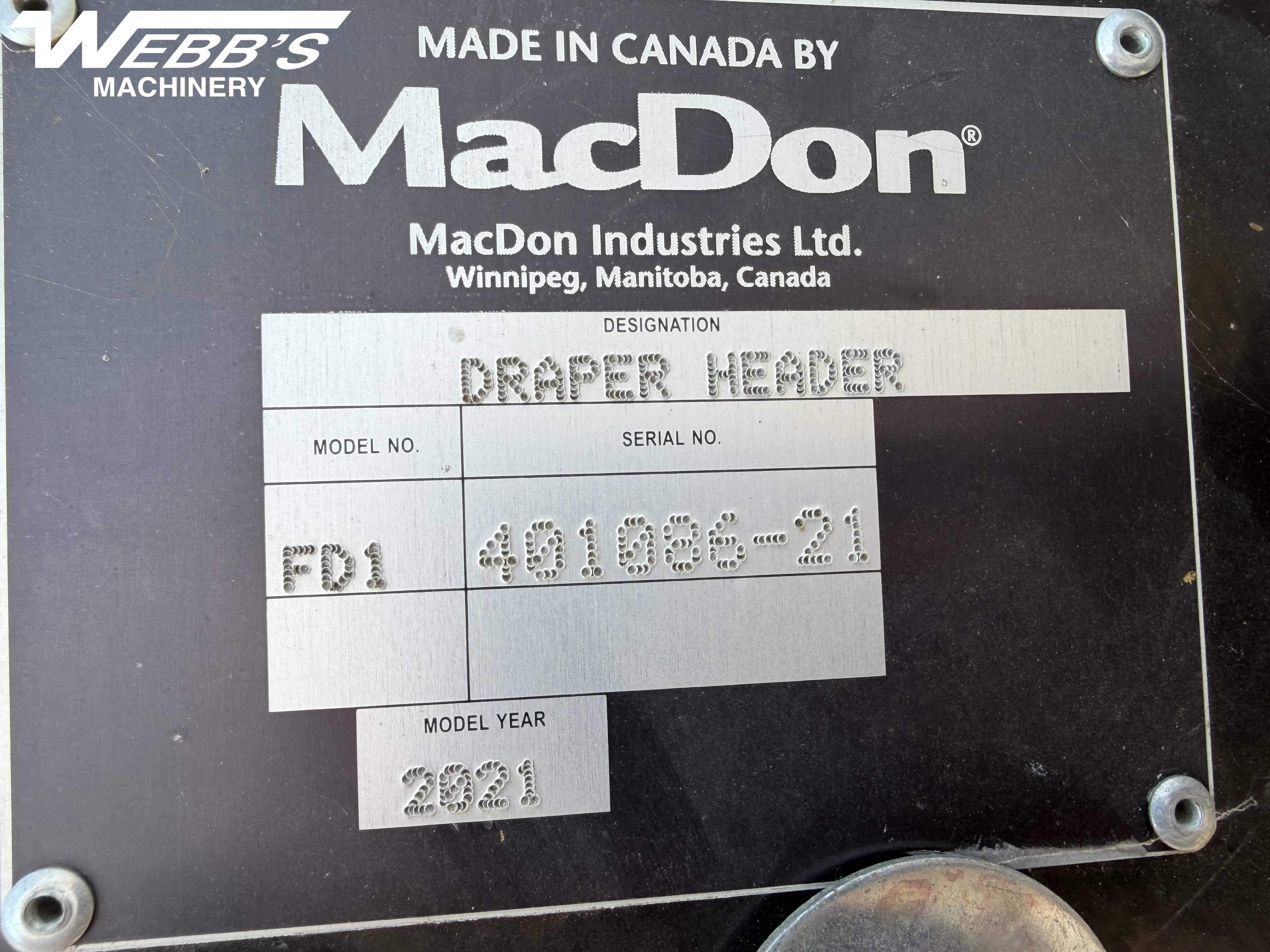 2021 MacDon FD140 Header Combine