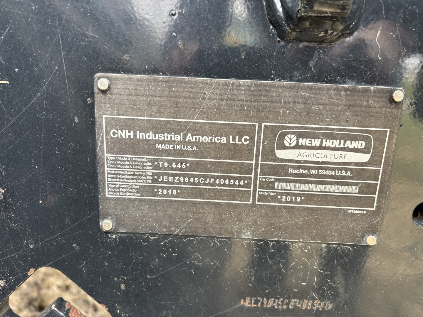 2019 New Holland T9.645 Tractor Rubber Track