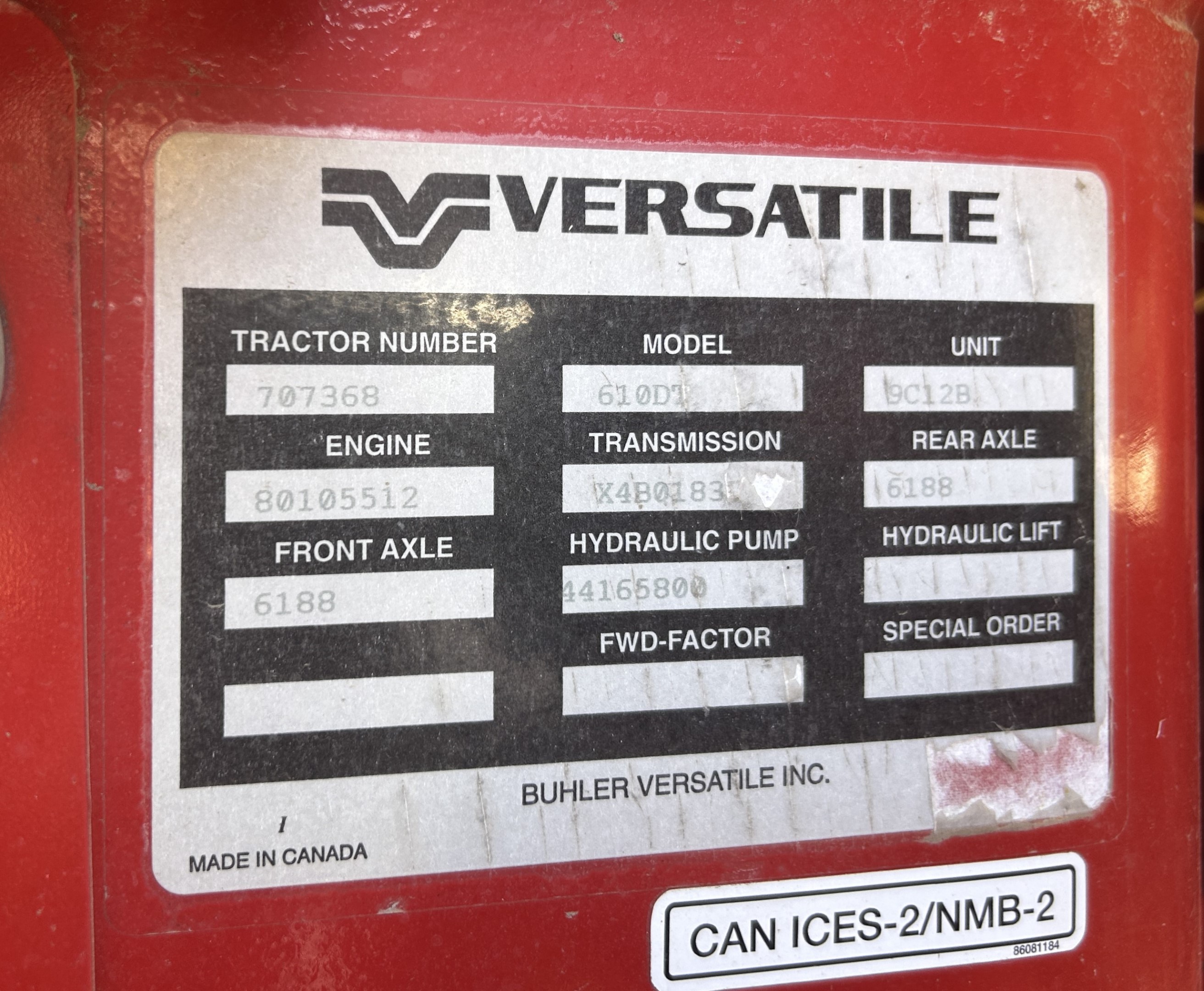 2019 Versatile 610DT Tractor Rubber Track