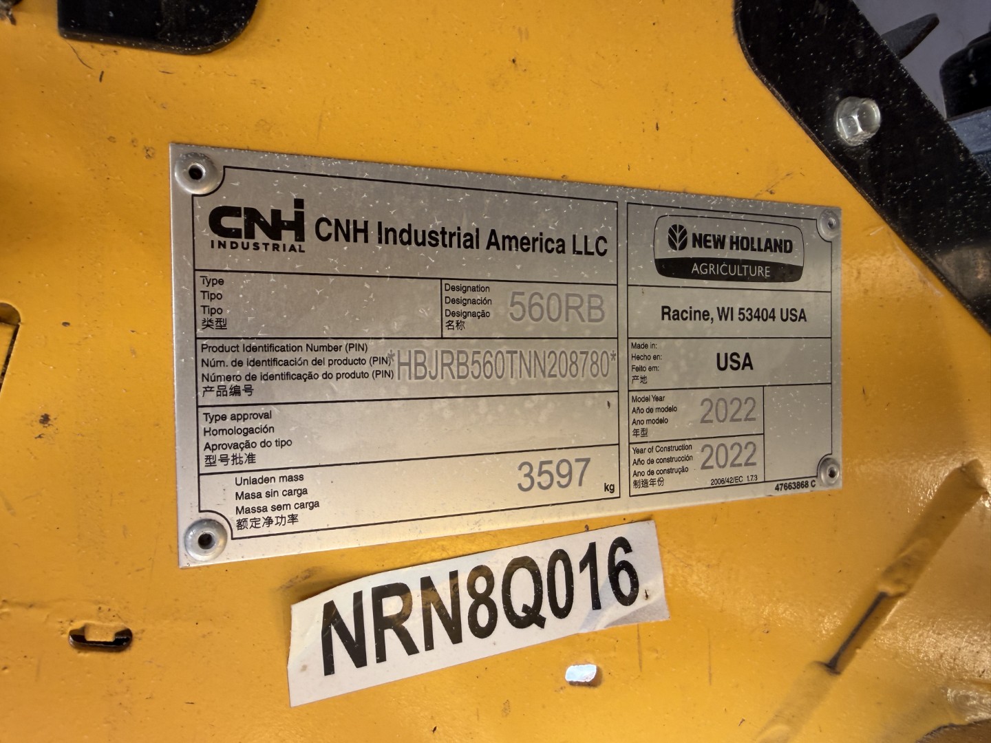 2022 New Holland RB560 Baler/Round