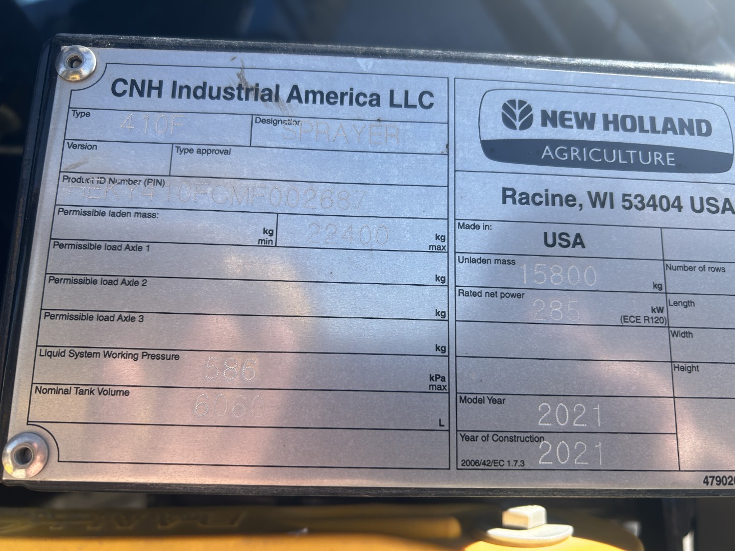 2021 New Holland SP.410F Sprayer/High Clearance
