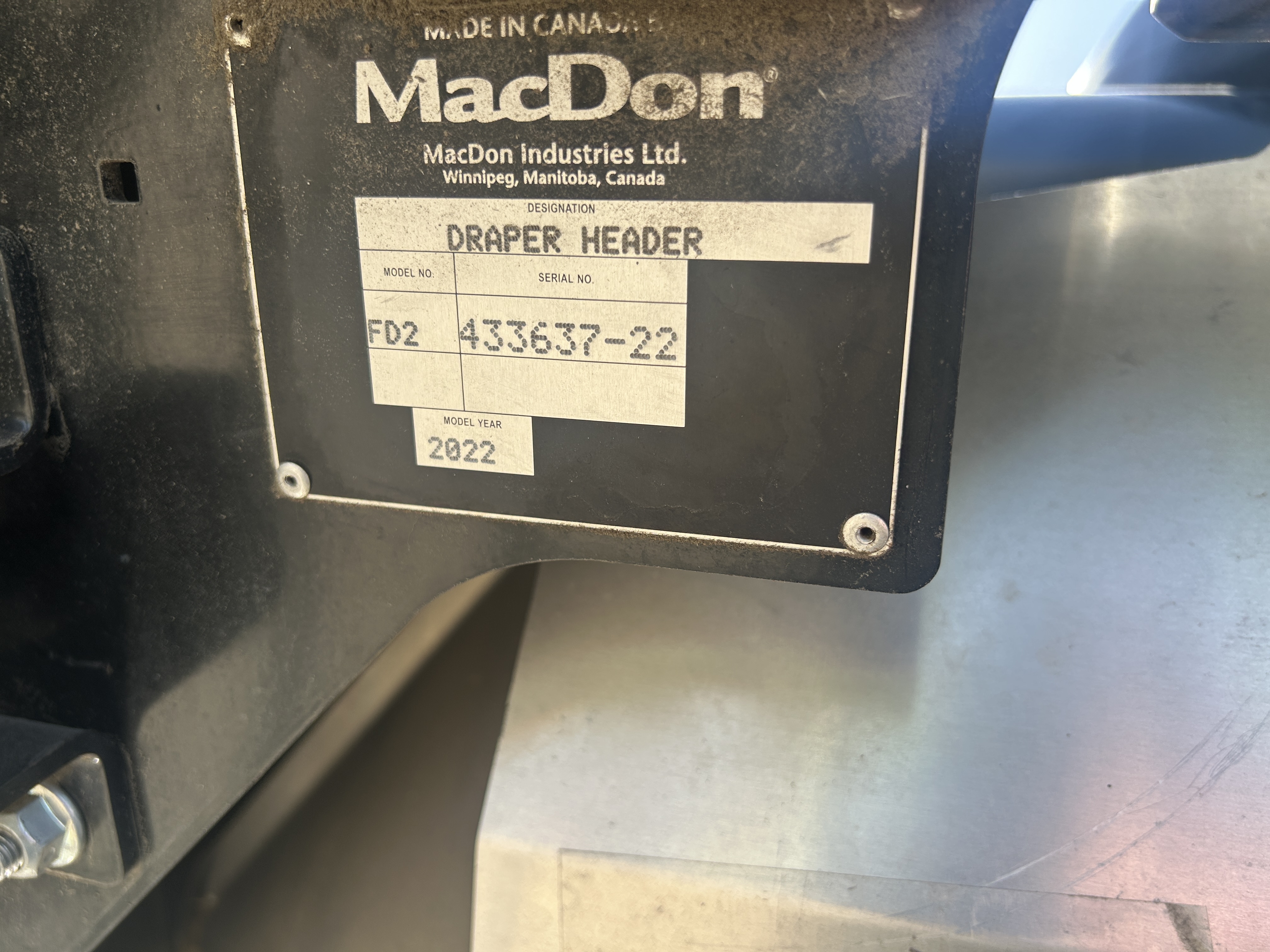 2022 MacDon FD240 Header Combine