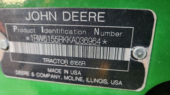 2019 John Deere 6155R Tractor