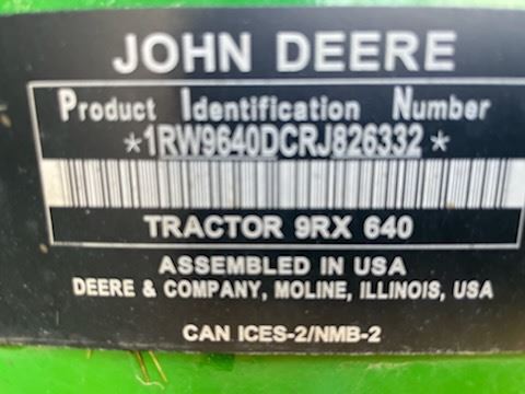 2024 John Deere 9RX 640 Tractor Rubber Track