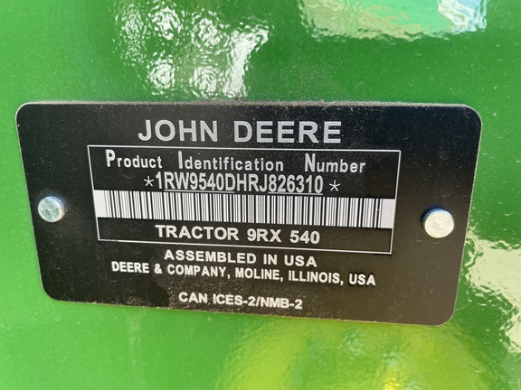 2024 John Deere 9RX 540 Tractor Rubber Track