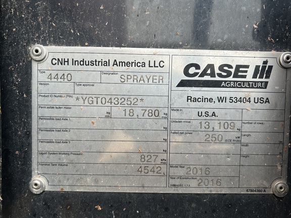 2016 Case IH Patriot 4440 Sprayer/High Clearance