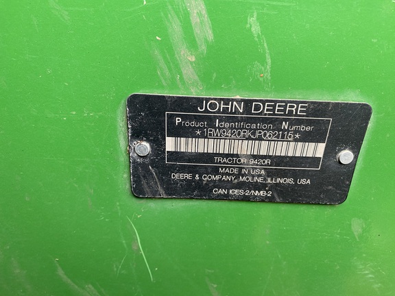 2019 John Deere 9420R Tractor 4WD
