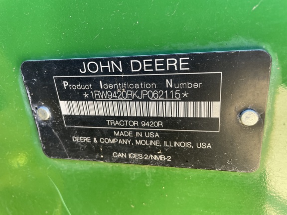 2019 John Deere 9420R Tractor 4WD
