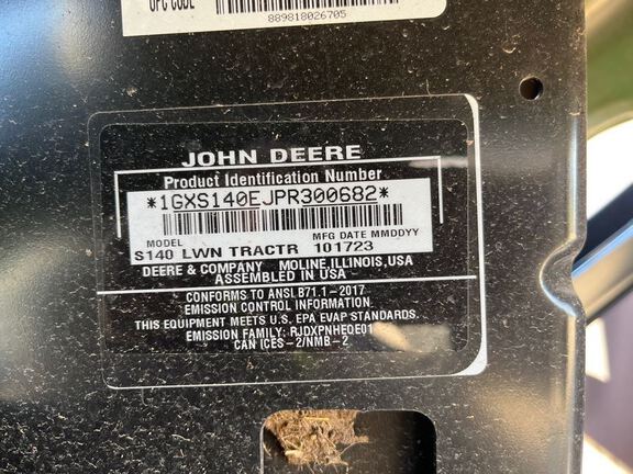 2023 John Deere S140 Garden Tractor