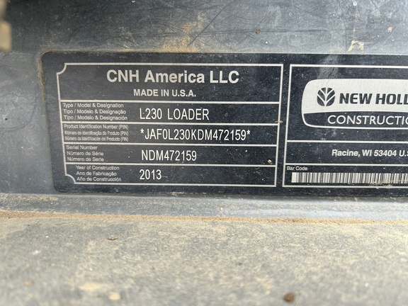 2013 New Holland L230 Skid Steer Loader