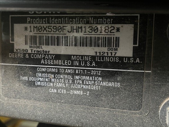 2018 John Deere X590 Garden Tractor