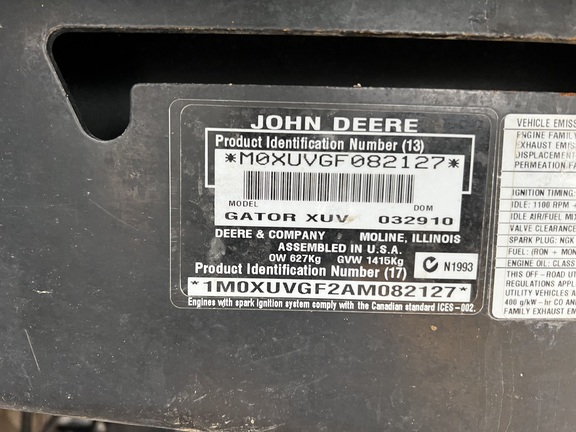 2010 John Deere XUV 620I GREEN ATV