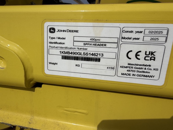 2025 John Deere 490 pro Header Forage