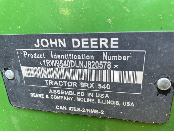 2022 John Deere 9RX 540 Tractor Rubber Track