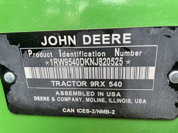 2022 John Deere 9RX 540 Tractor Rubber Track