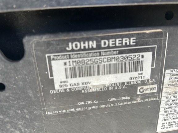 2011 John Deere XUV 825I GREEN ATV