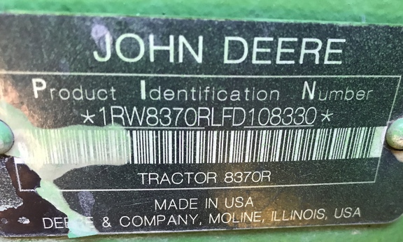 2016 John Deere 8370R Tractor