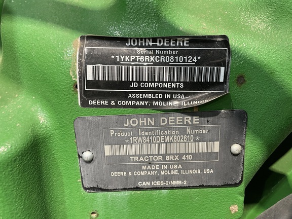 2021 John Deere 8RX 410 Tractor Rubber Track