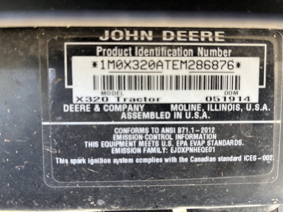 2014 John Deere X320 Garden Tractor
